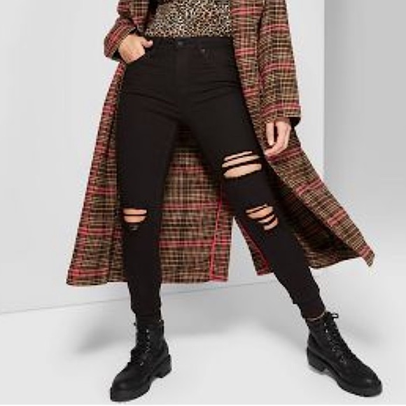COPY - Wild Fable Black Ripped Skinny Highest Rise Jeans - Picture 1 of 5